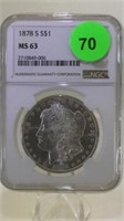 1878-S MORGAN DOLLAR - NGC - MS63