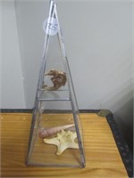 Pyramid Shaped Glass Display Case w/Seahorse,