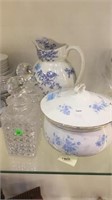 4 PC - 2 DECANTERS, CHAMBER POT & PITCHER