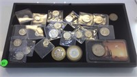 TRAY OF SILVER COINS