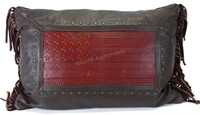 American West Leather Flag Decorative Pillow