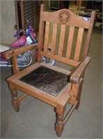 Wooden Chair w/ Studded Cowhide