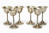 Hammered Sterling Silver Weighted Goblets, 6