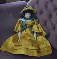 Vtg Hand Painted Porcelain Doll