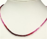 14K Yellow gold natural ruby bead necklace,