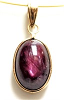 14K Yellow gold natural ruby oval cabochon
