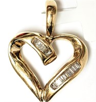 10K Yellow gold channel set heart design