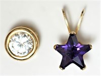 10K Yellow gold white and purple cubic ziconia