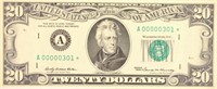 Low Serial Number 1969 $20.00.Star Note.