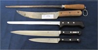 5 pc Knives and Steel