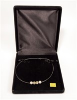 14K White gold chain with metallic beads