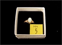 14K Rose gold oval opal ring, size 6