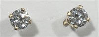 14K Yellow Gold Diamond Solitaire Stud Earrings