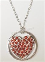 Sterling Silver chain with red Crystal Pendant