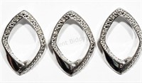 Set of Three Sterling Silver Diamond Loop Pendants