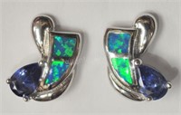 Sterling Silver, Tanzanite & Opalite Earrings