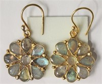 Sterling Silver Gold Plated Labradorite Earrings