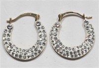 10K Yellow Gold Cubic Zirconia Hoop Earrings.