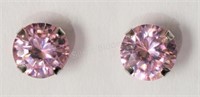 10KT  White Gold Pink Cubic Zirconia Earrings
