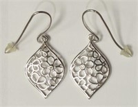Sterling Silver Diamond Flower Designed Earrings