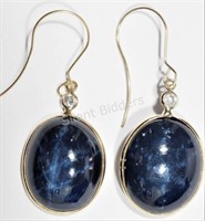 14K Yellow Gold Natural Star Sapphire Earrings