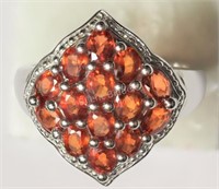 Sterling Silver Orange Sapphire Ring