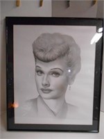 Beautiful  Framed Sketch of Lucille Ball