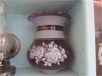 Large Amethyst w/Frosted Roses Lamp Shade