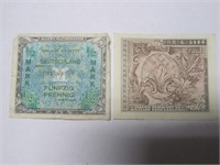 1944 Military Currancy-1 Yen & 1 German 1/2 Mark