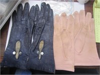 2 Pr. of Vtg. Gloves-Blue 6 3/4 Leather Gloves
