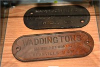 2 various cast iron passenger wagon plaques