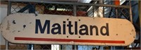 Original railway station sign for Maitland