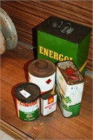 5 various oil & grease cans etc incl.