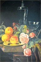 Artist unknown, interior still life of fruit,