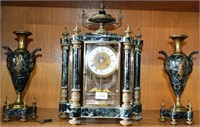 Antique French 3 piece clock garniture set,