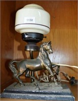 Vintage cast metal horse sculptural lamp