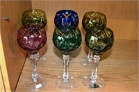 Set of 6 German crystal hock goblets,
