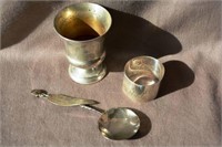 3 sterling silver items incl. a small footed