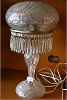 Early 20thC cut crystal electrified lamp,