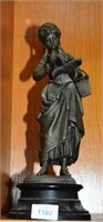 Bronzed Spelter statue of a young girl reading a