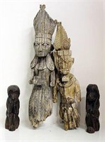 Wood Carved Tribal & Hear No Evil, Speak No
