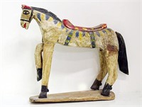 Wood Carved Painted Horse Sculpture