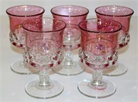 Pink Flashed Thumbprint Goblets