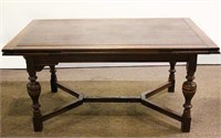 Wooden Draw Leaf Table with Stretcher Base