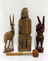 Wood Carved Statues and Mallet