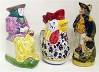 Figural & Rooster Pitchers (lot of 3)