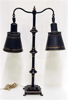 Tole Metal Double Bulb Lamp with Paw Feet