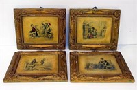 Borghese Printed Tile Wall Plaques (lot of 4)