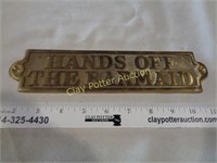 Heavy Solid Brass Sign HANDS OFF BARMAID