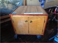 Wooden Rolling Cabinet with Doors